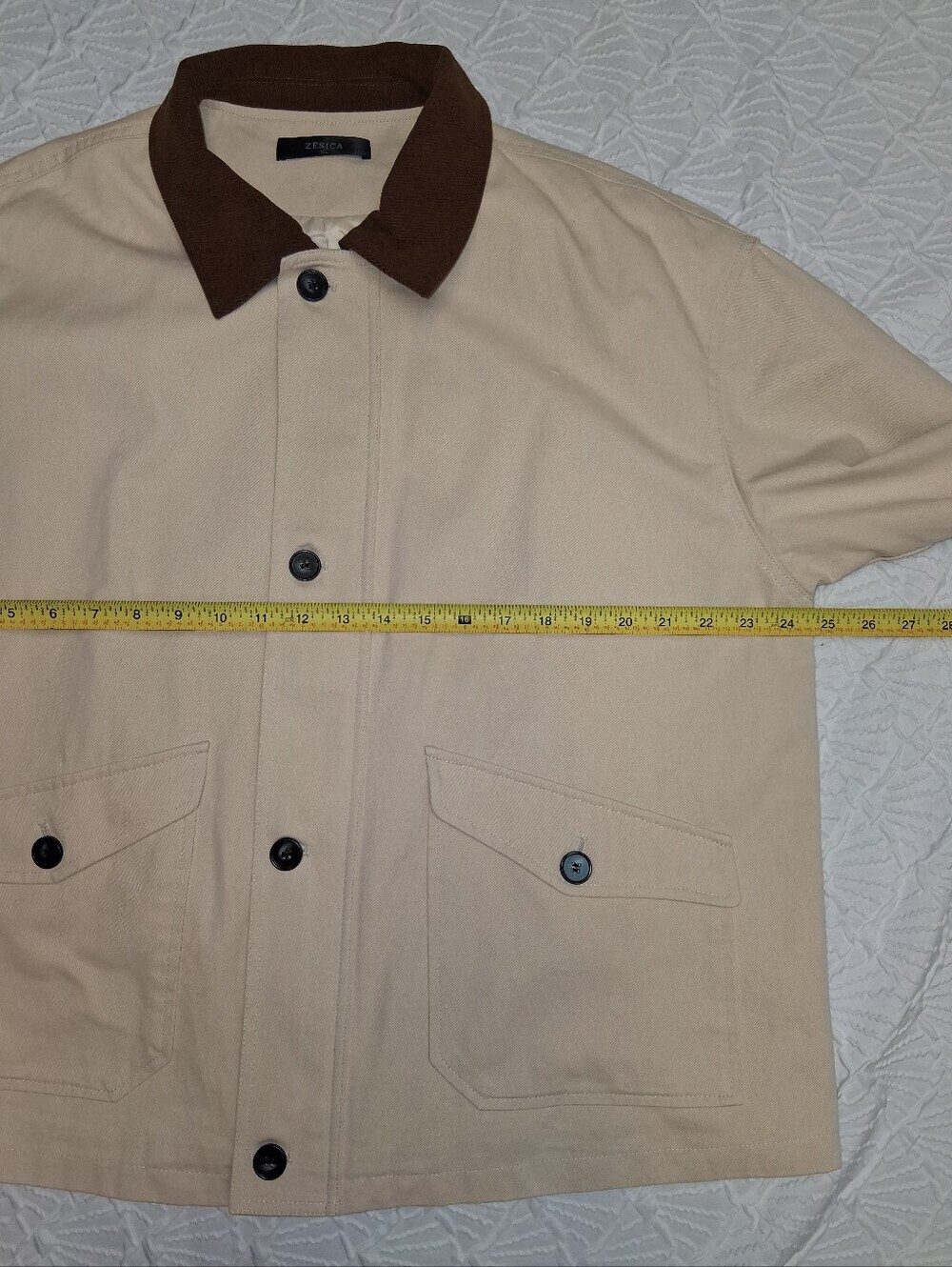 ZESICA Cream Jacket with Brown Trim Size XL - Picture 12 of 16